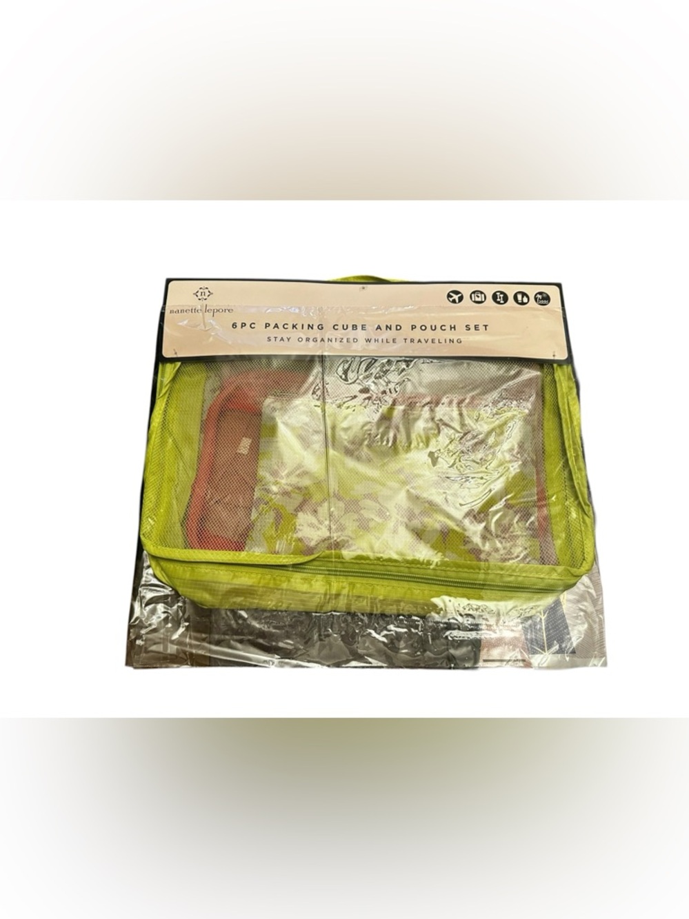 Nanette Lepore Lime Green and Pink 6pc Packing Cube Set